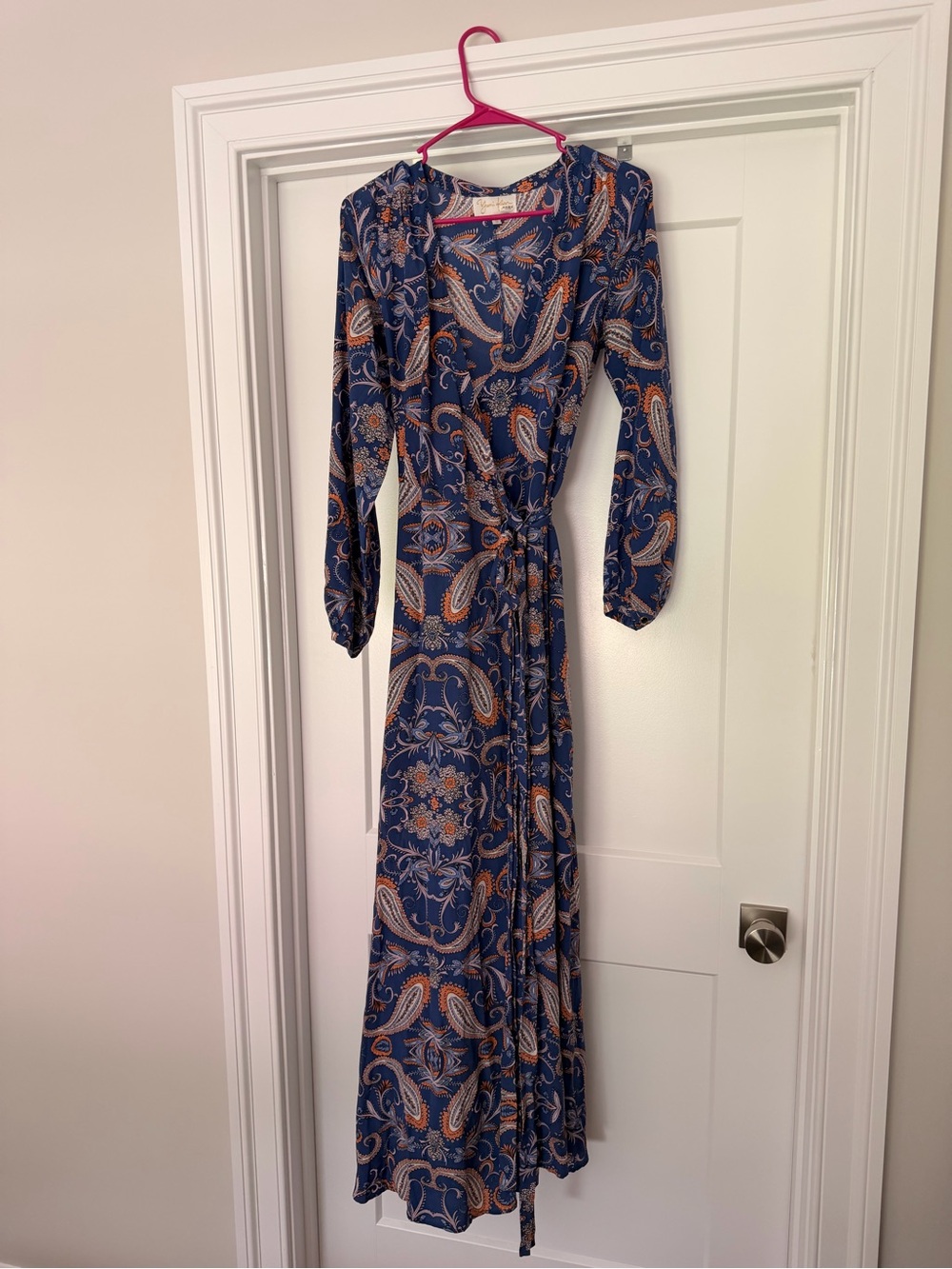 Revolve - Yumi Kim Navy and Orange Paisley Wrap Maxi Dress
